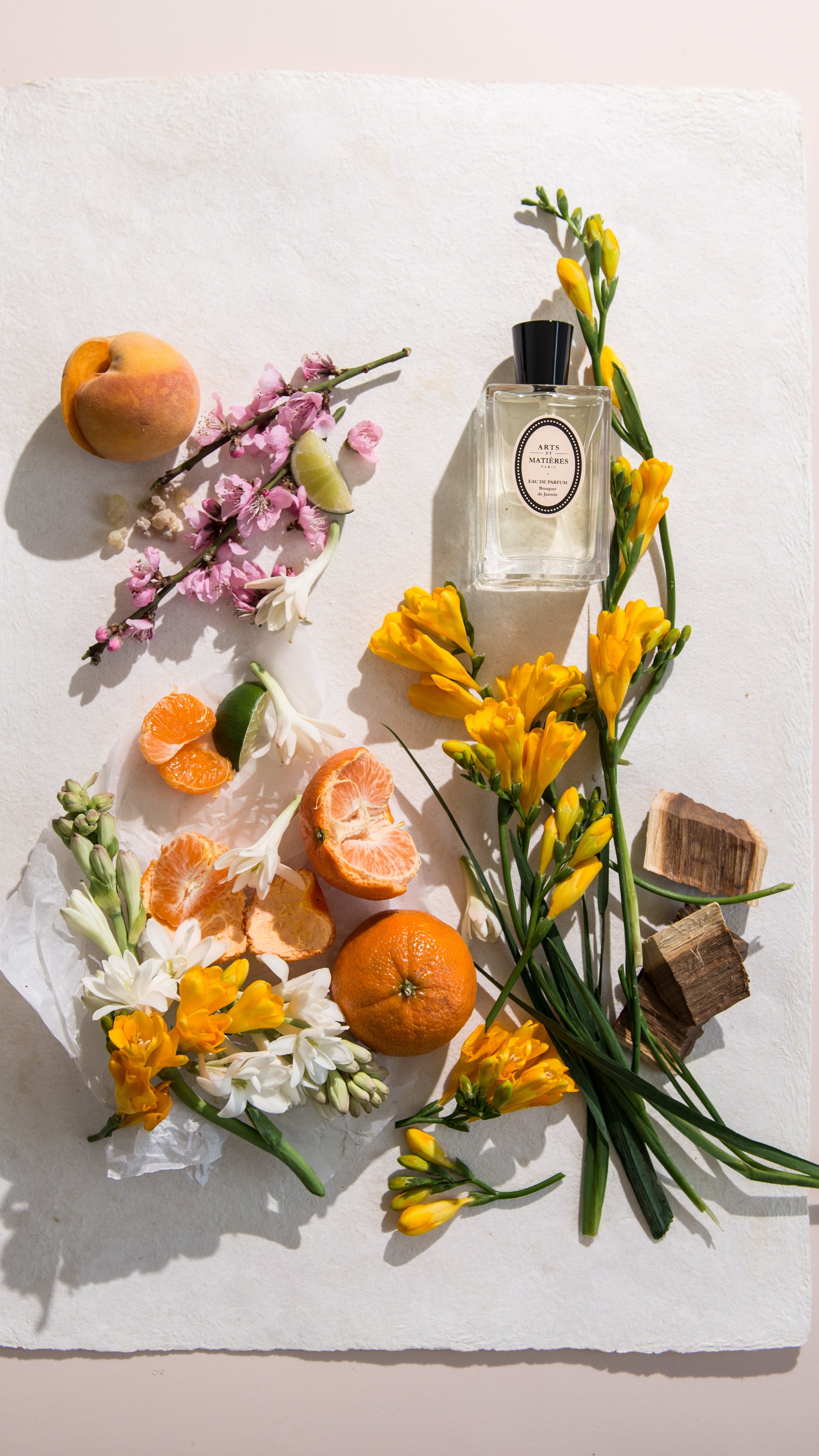 Bouquet de Jasmin Eau de Parfum bottle with mandarin, peach, and jasmine by Arts et Matières